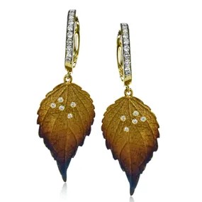 Fallen Leaves Earrings in 18k Gold with Diamonds