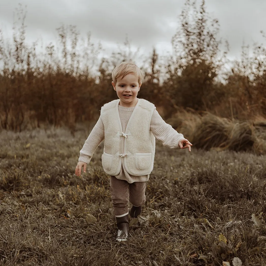 Flat White Woollen Kids Gilet