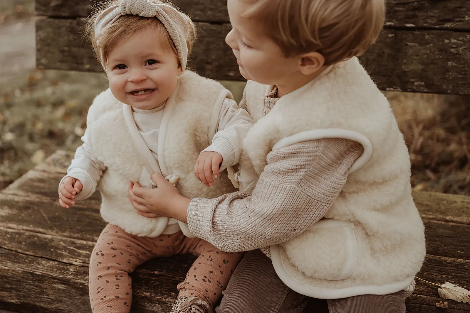 Flat White Woollen Kids Gilet