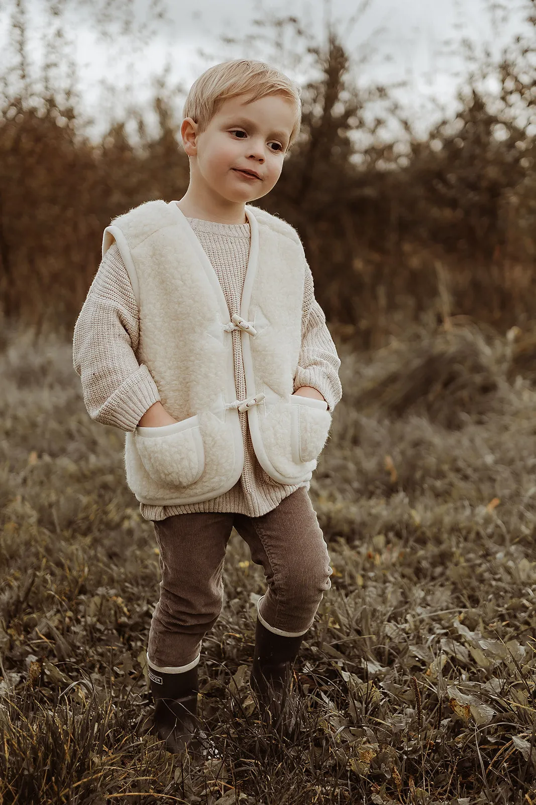 Flat White Woollen Kids Gilet