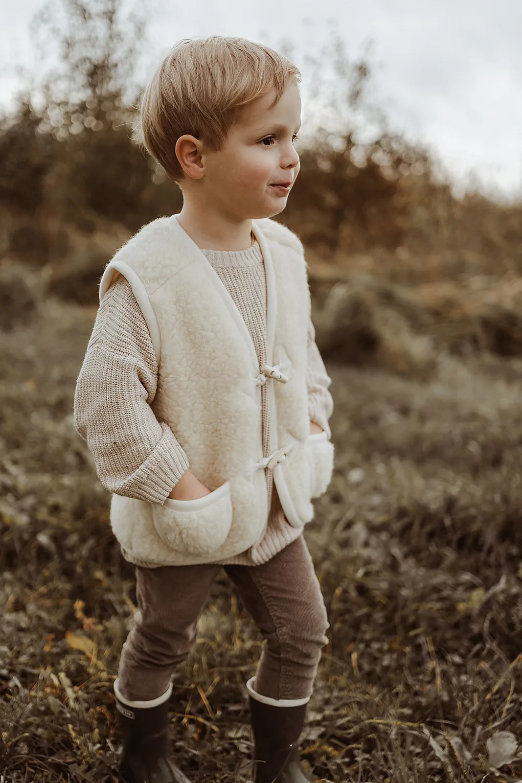 Flat White Woollen Kids Gilet