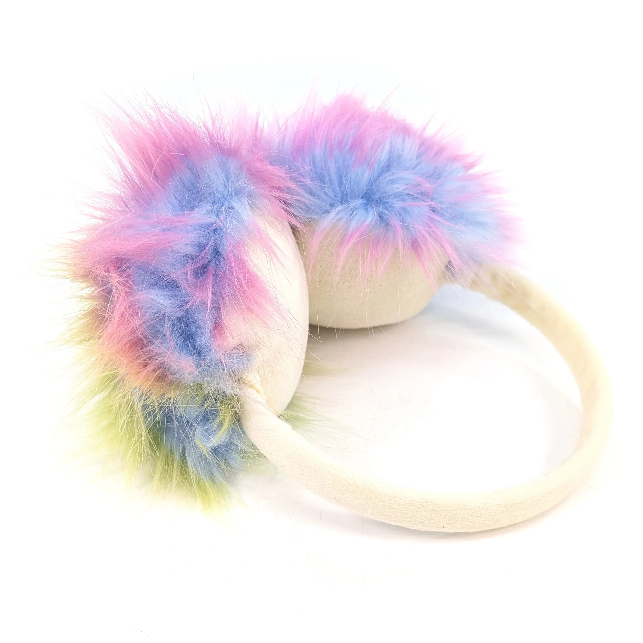 Fluffy PomPom Ear Muffs - Purples