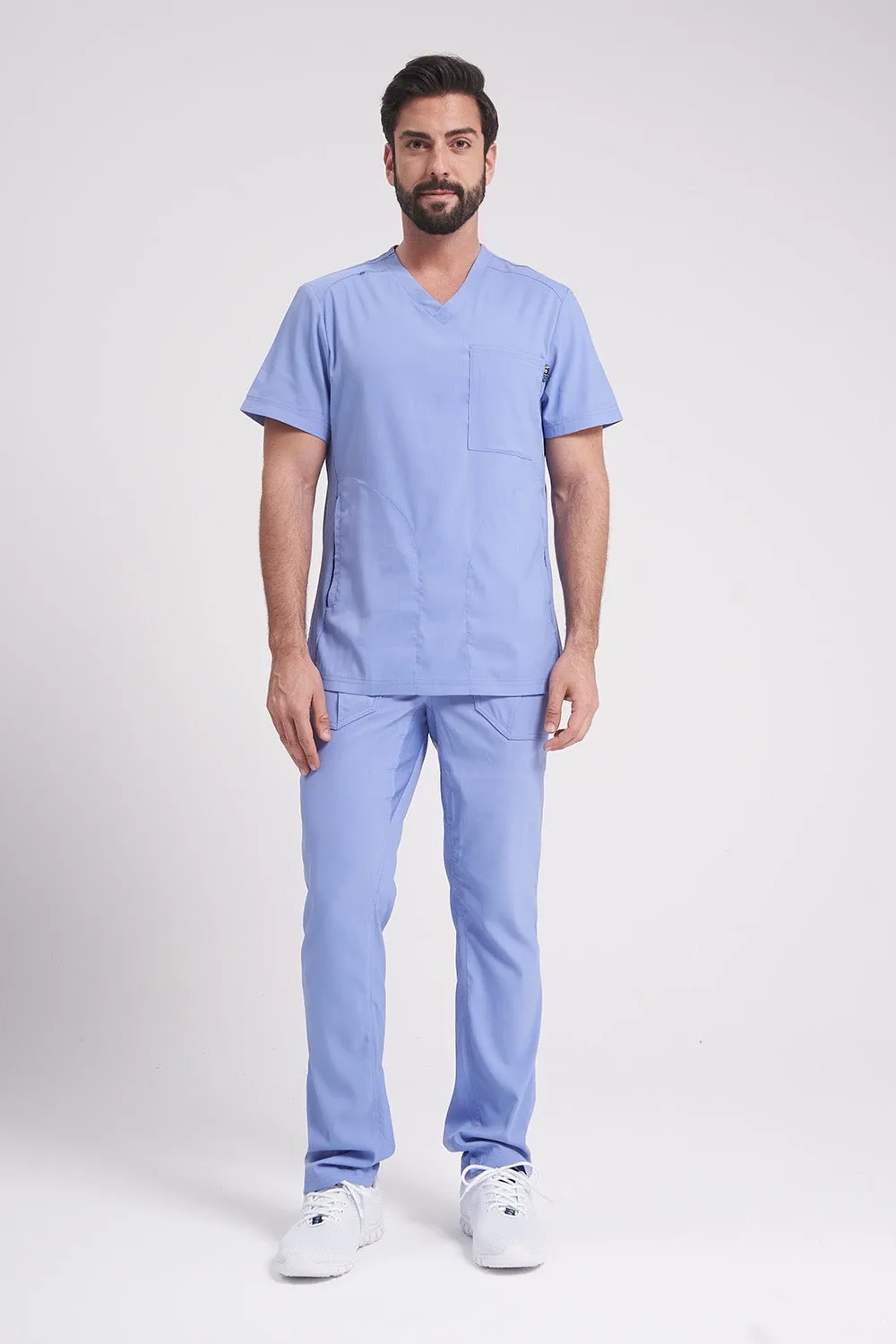 Force Men's V-neck Solid Scrub Top