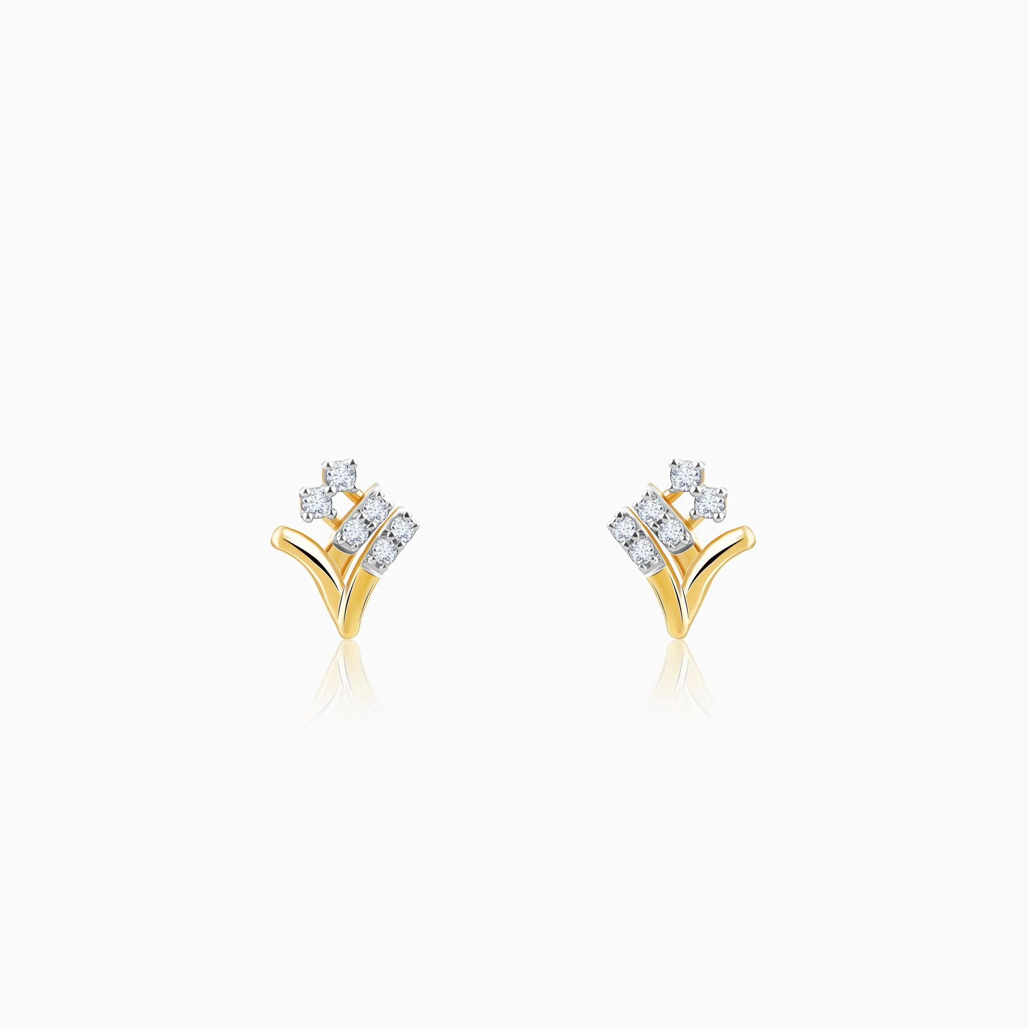 Gold Sprig Diamond Earrings