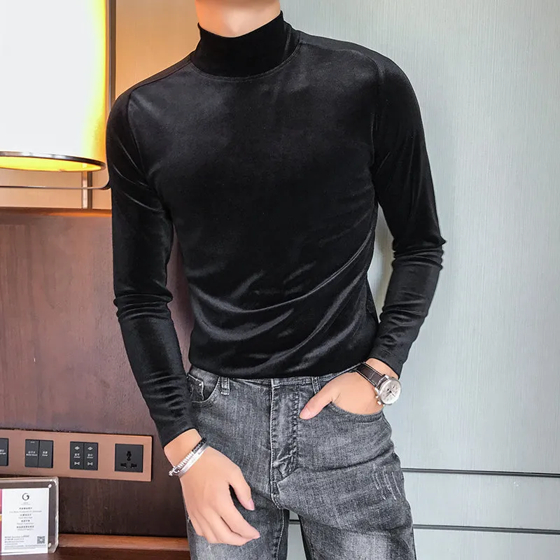 Half Turtleneck Slim Fit Velvet Bottoming Shirt