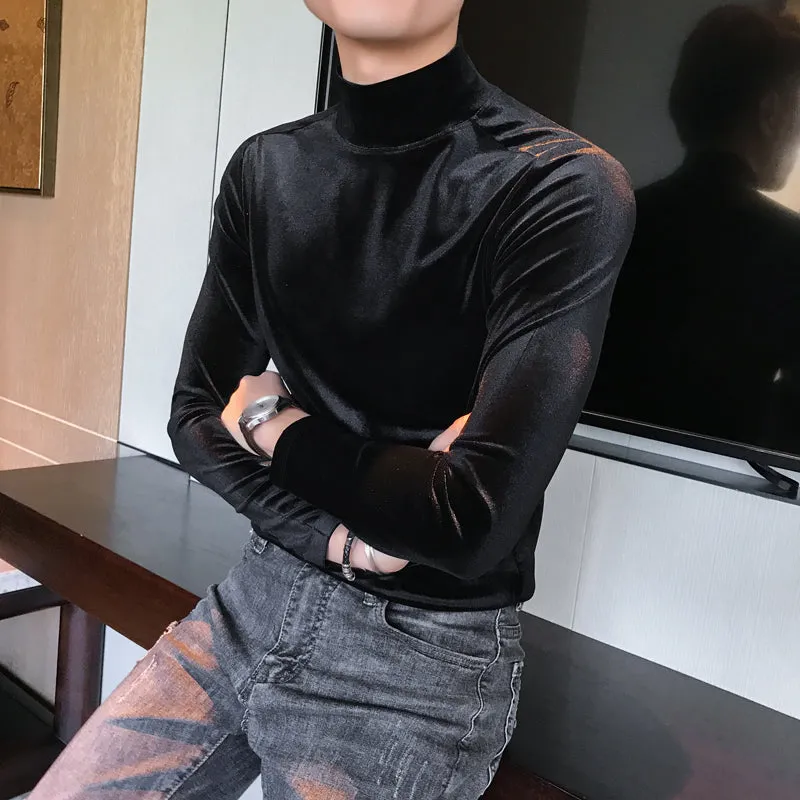 Half Turtleneck Slim Fit Velvet Bottoming Shirt