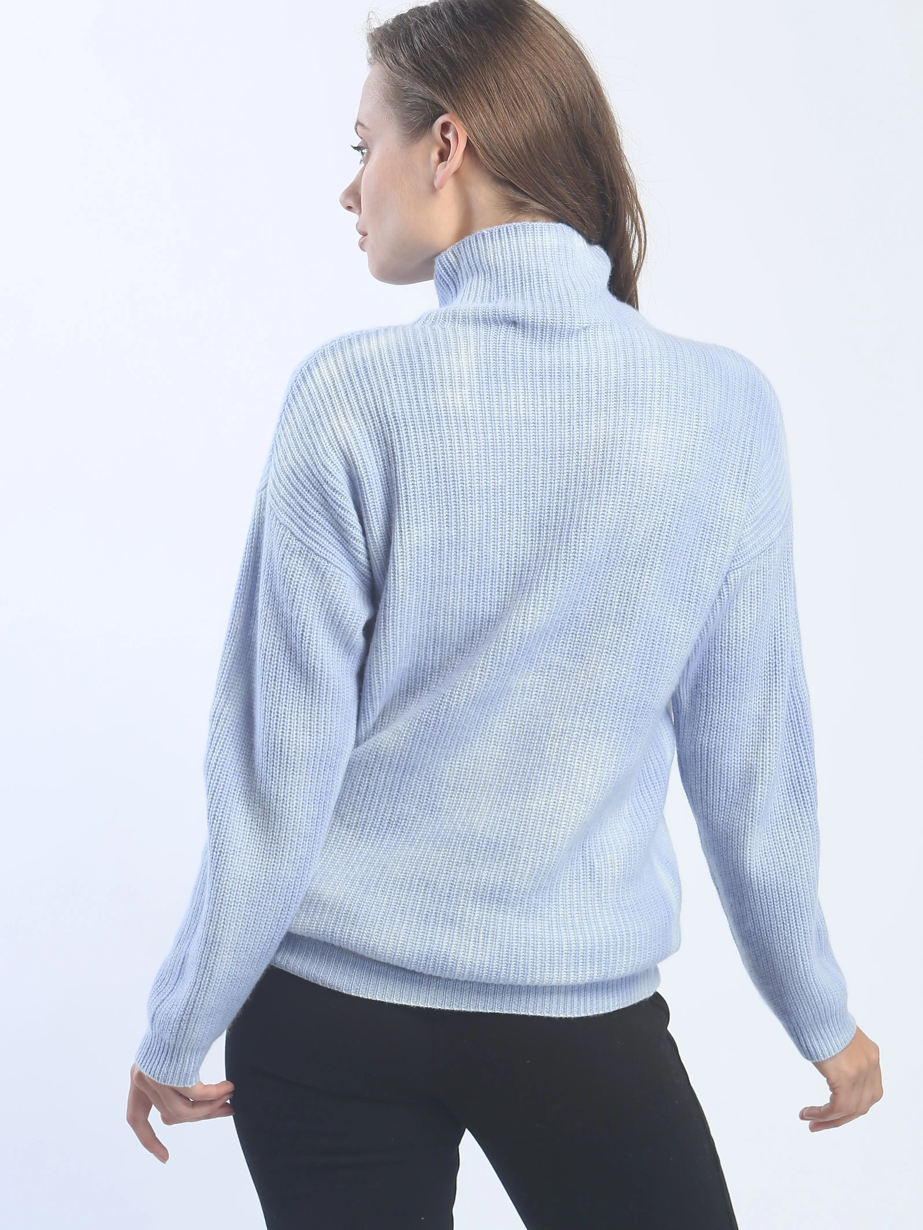 Hand Painted Ribbed Turtleneck Pullover