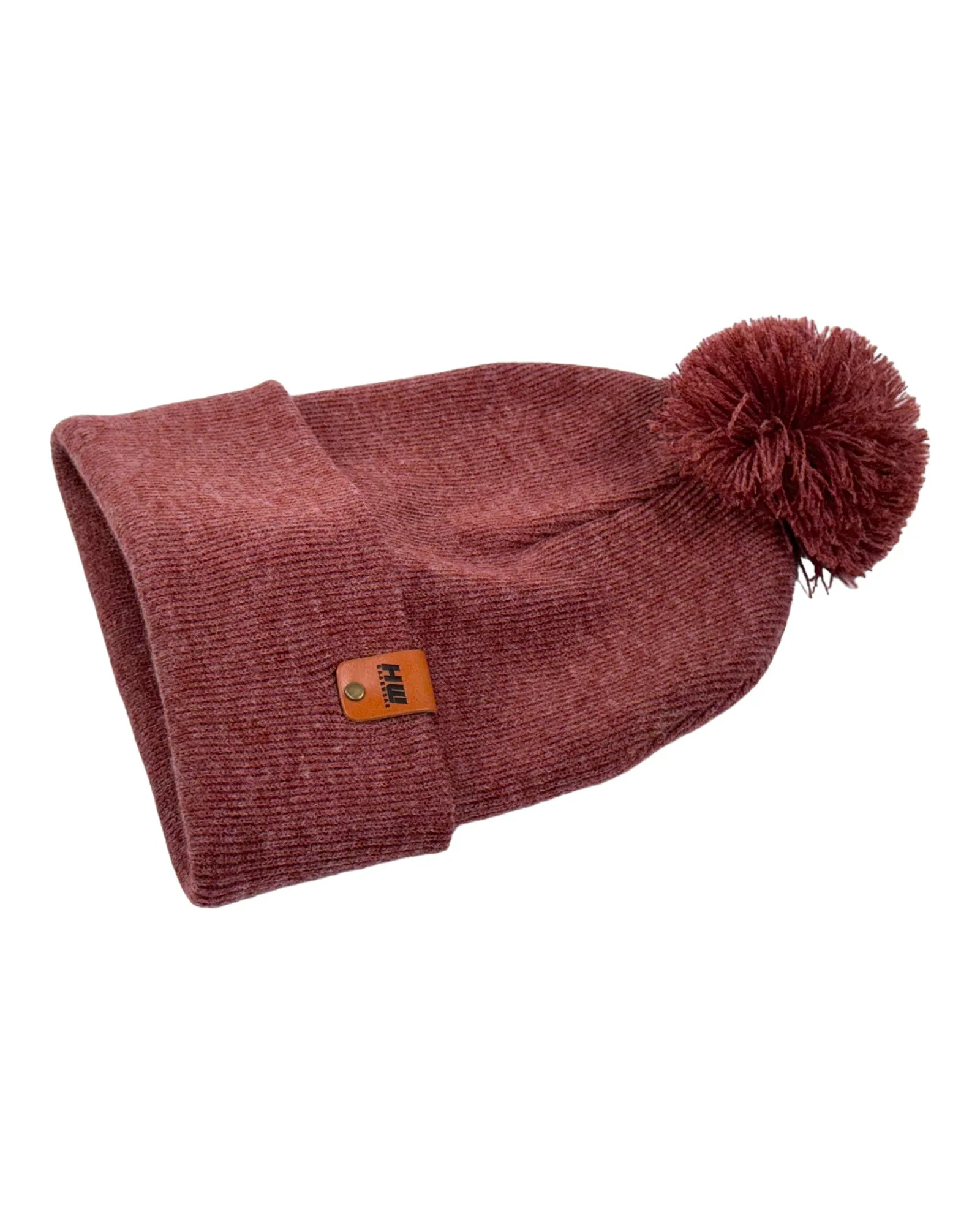 HW6071 HAAKWEAR Pom Pom Beanie - Made in USA - Rusty Burgundy