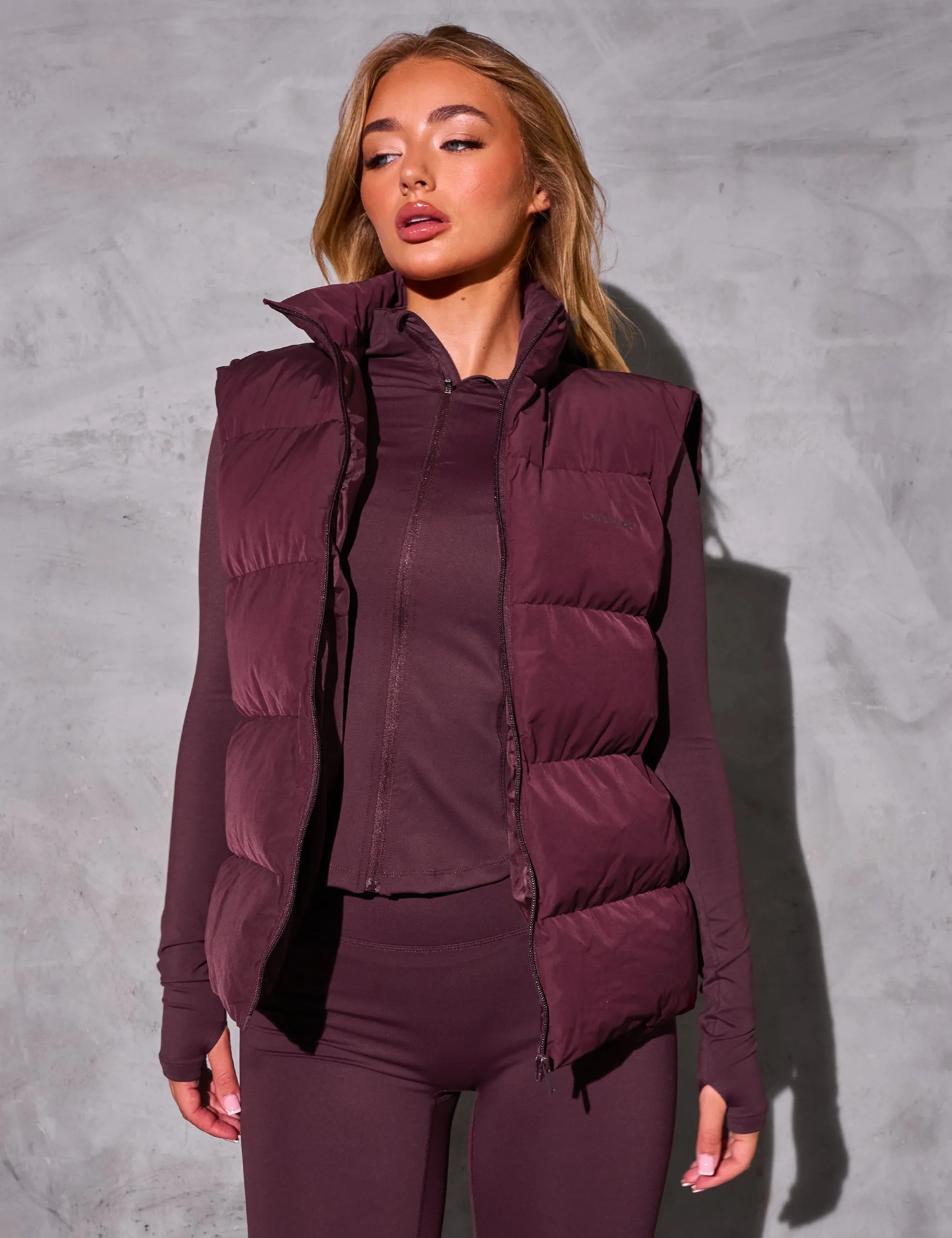 Kaiia Studio Padded Gilet Deep Burgundy