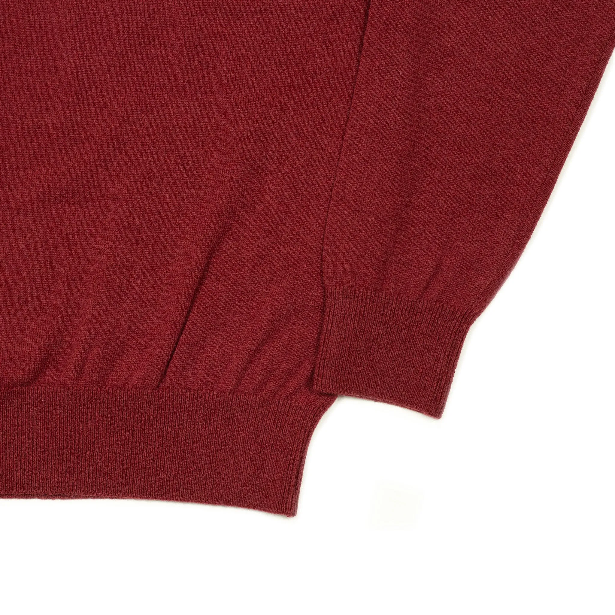 Knit long sleeve polo in cherry red wool/cashmere