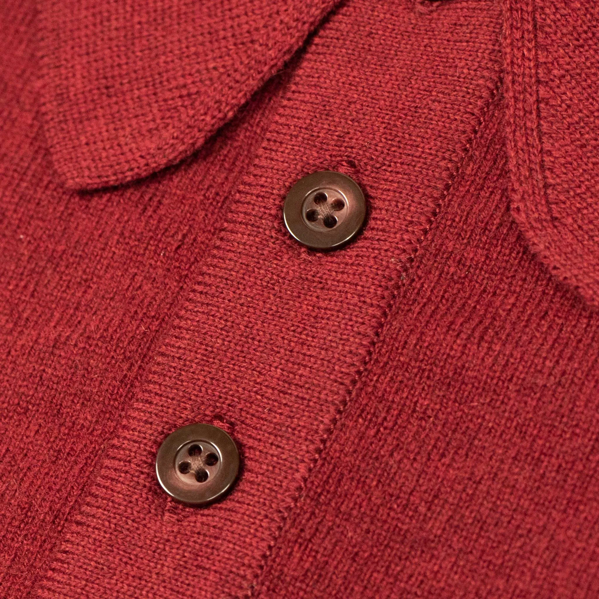 Knit long sleeve polo in cherry red wool/cashmere