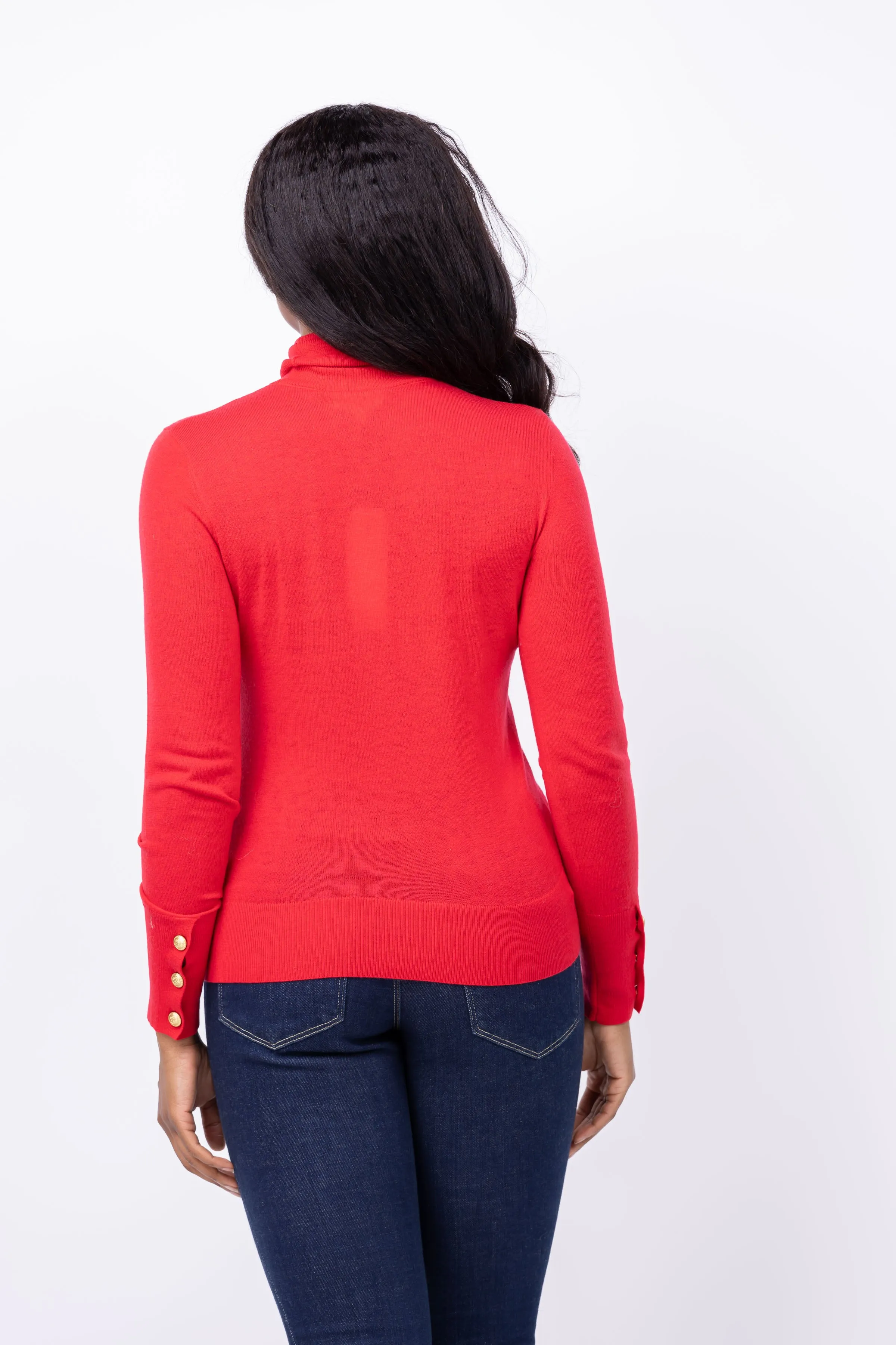 L'Agence Flora Turtleneck Sweater in Lava Red/Gold