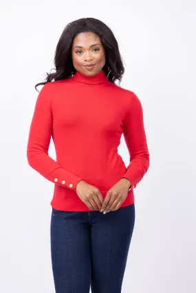 L'Agence Flora Turtleneck Sweater in Lava Red/Gold