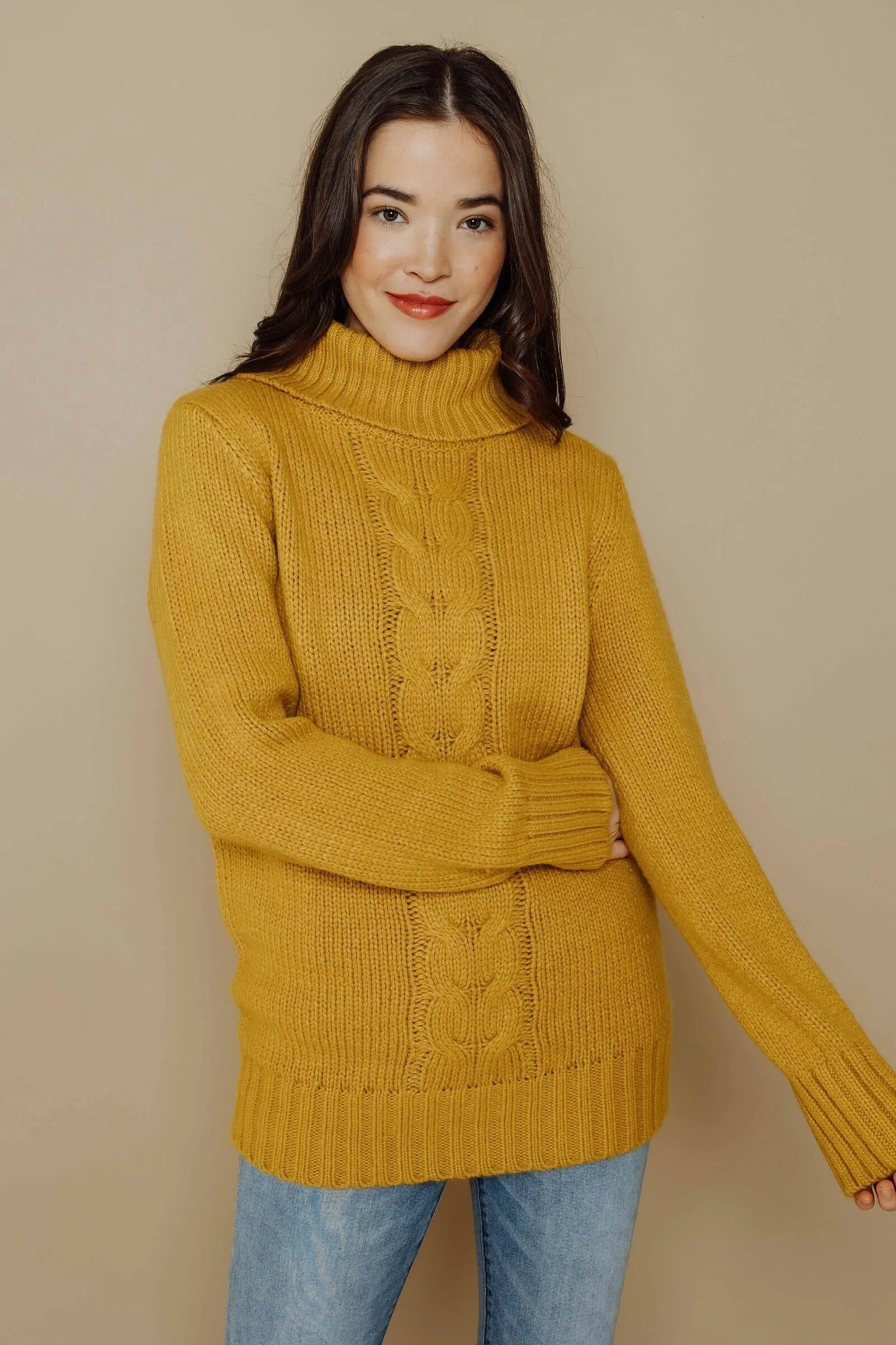 Laura Cabled Cowl Neck Tunic