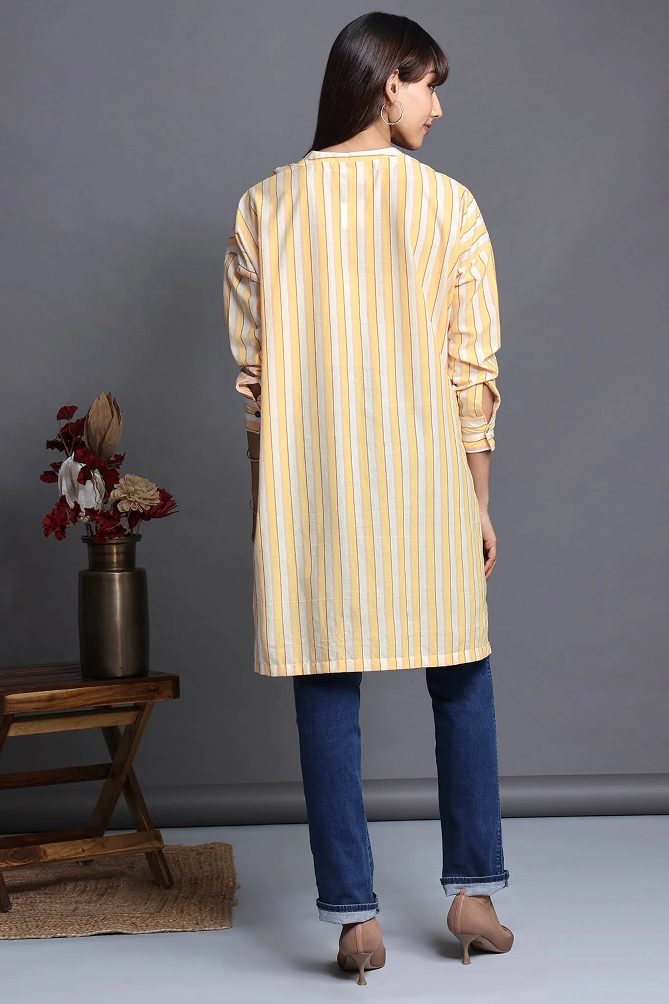 leisure long tunic - sunny stripes & white canvas