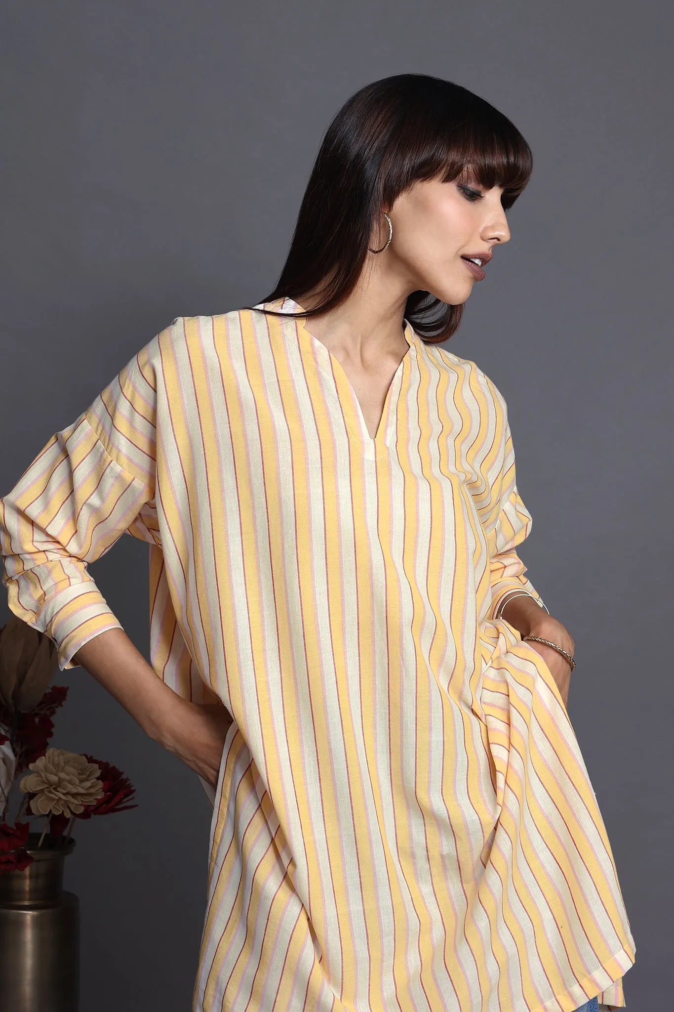 leisure long tunic - sunny stripes & white canvas