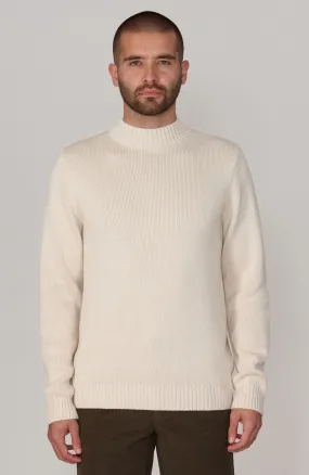 Mens Midweight Cotton Mock Turtleneck Jumper