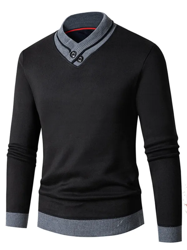 Men's new half turtleneck plus velvet slim long-sleeved sweater