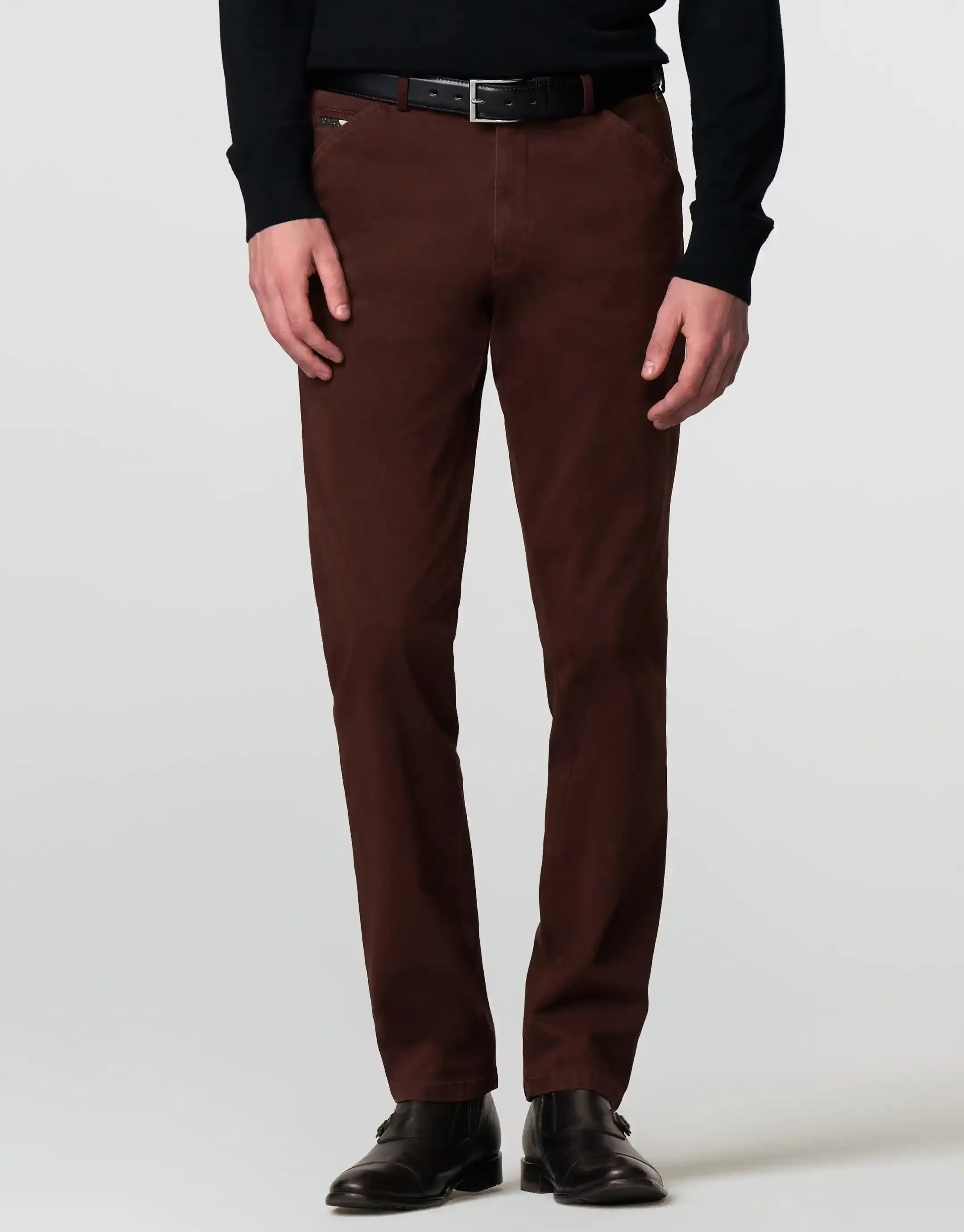 MEYER Chicago Trousers - 5613 Fine Micro Cotton Chinos - Bordeaux