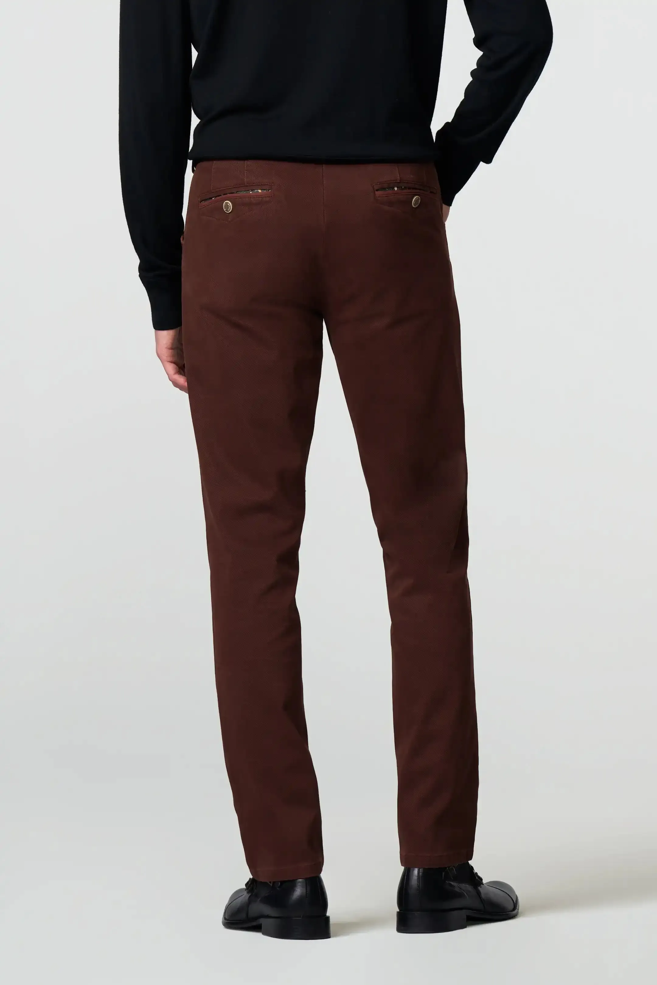 MEYER Chicago Trousers - 5613 Fine Micro Cotton Chinos - Bordeaux