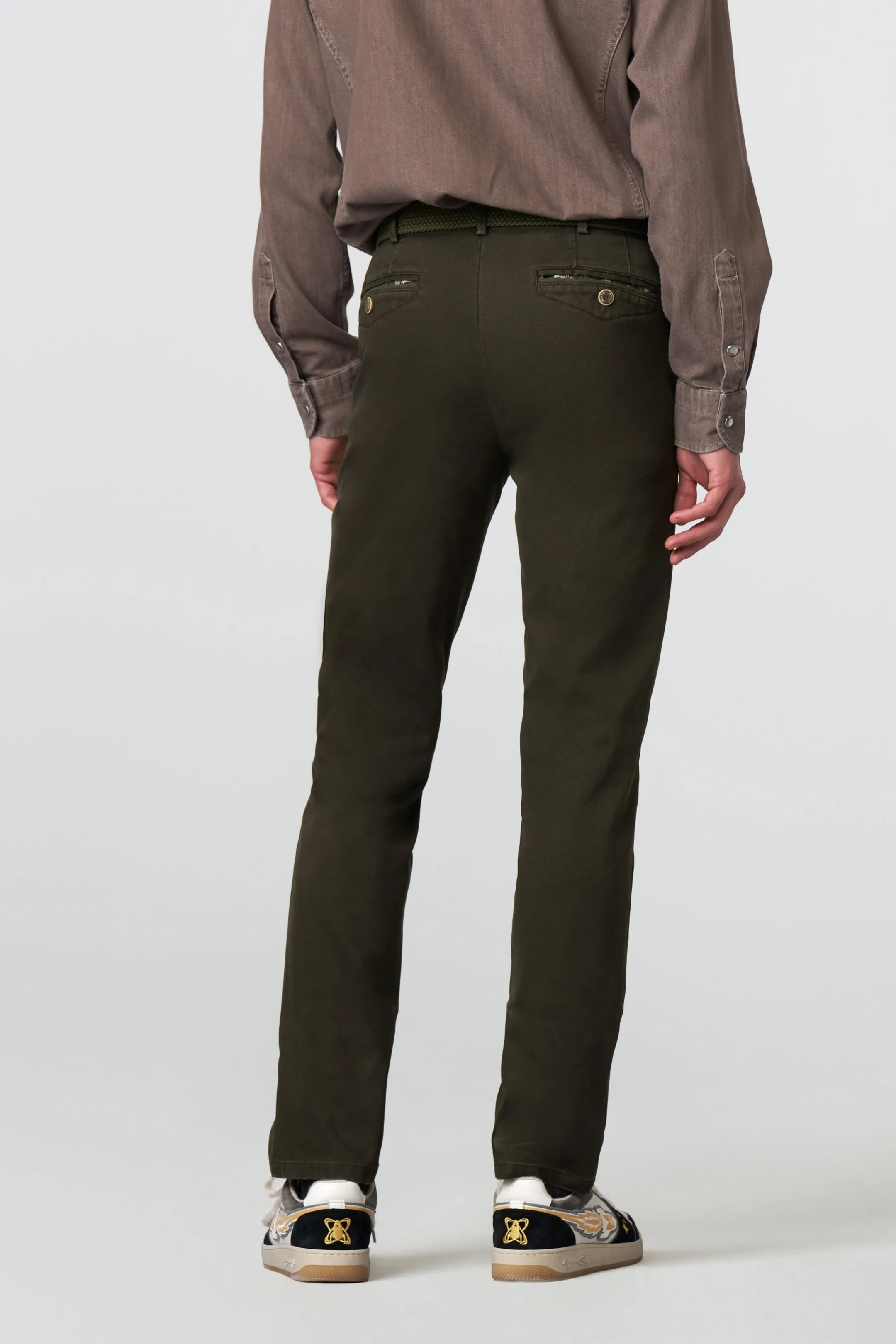 MEYER Chicago Trousers - 5613 Fine Micro Cotton Chinos - Laurel Green