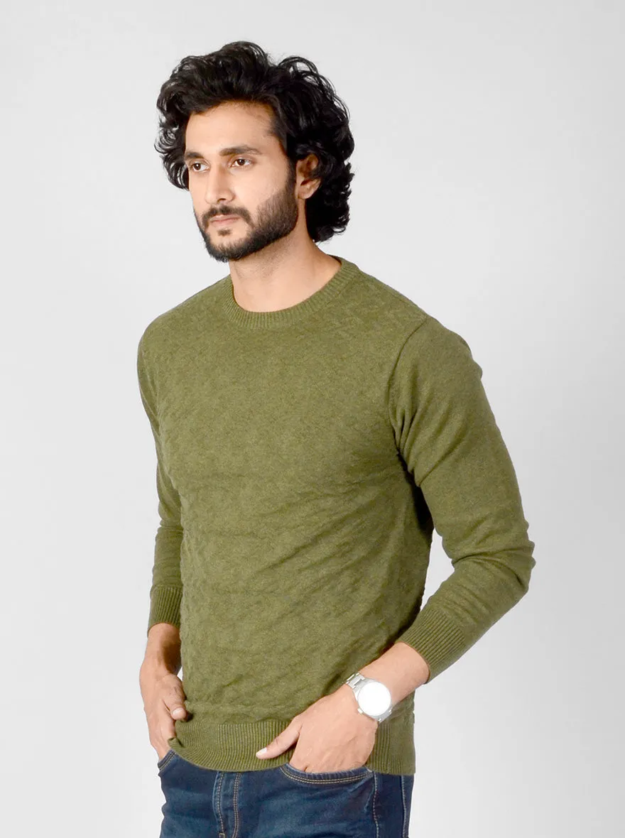 Miltary Green Solid Slim Fit T-shirt | JadeBlue