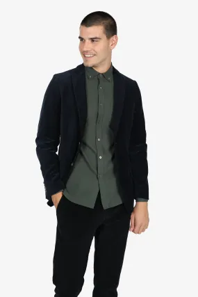 Navy Cotton Velvet Blazer