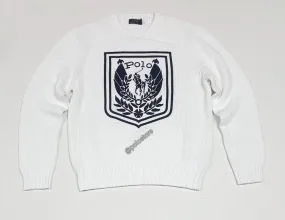 Nwt Polo Ralph Lauren White Uni Crest Embroidered Classic Fit Sweater