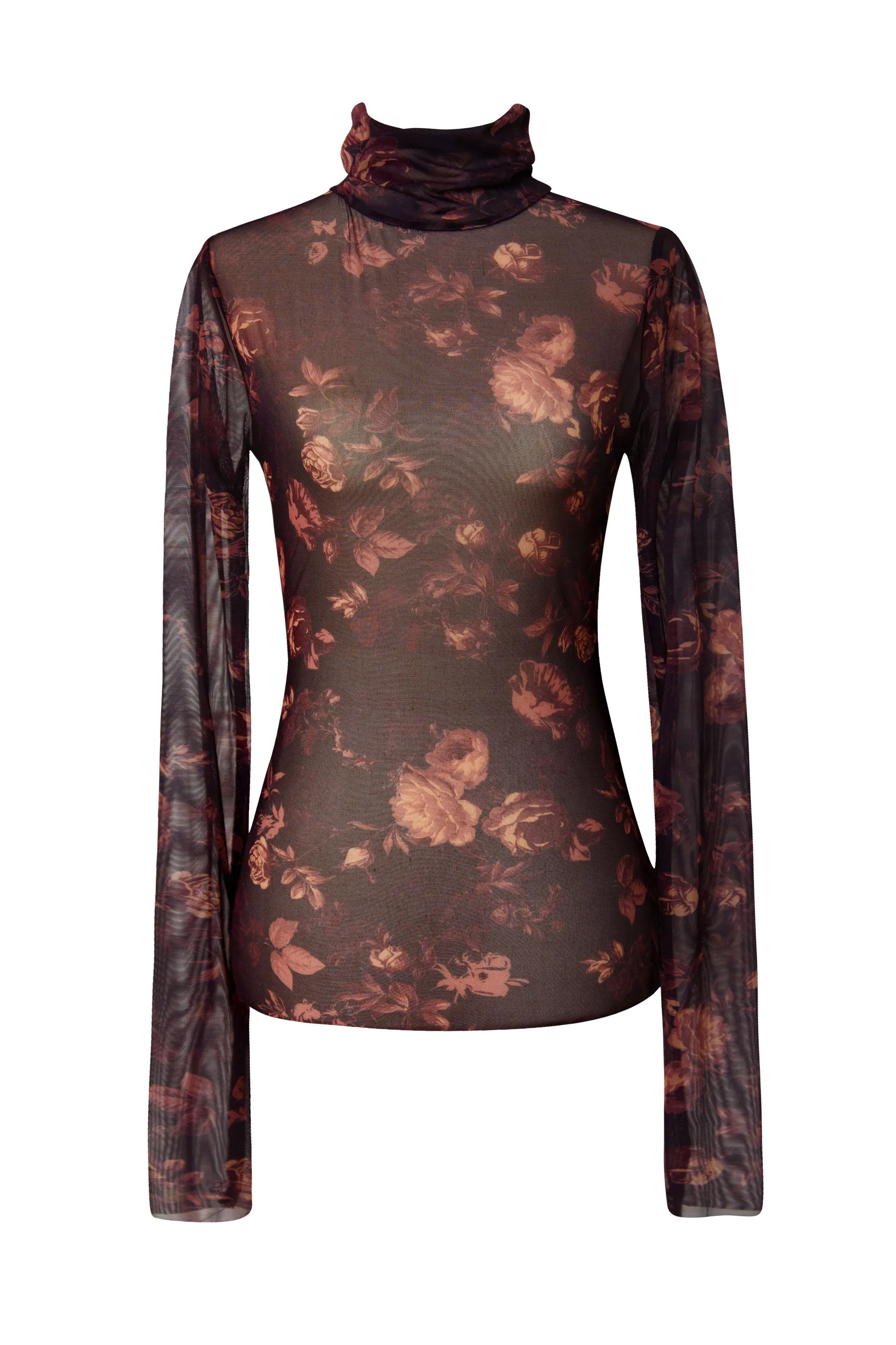 Ophelia Brown Floral Mesh Top