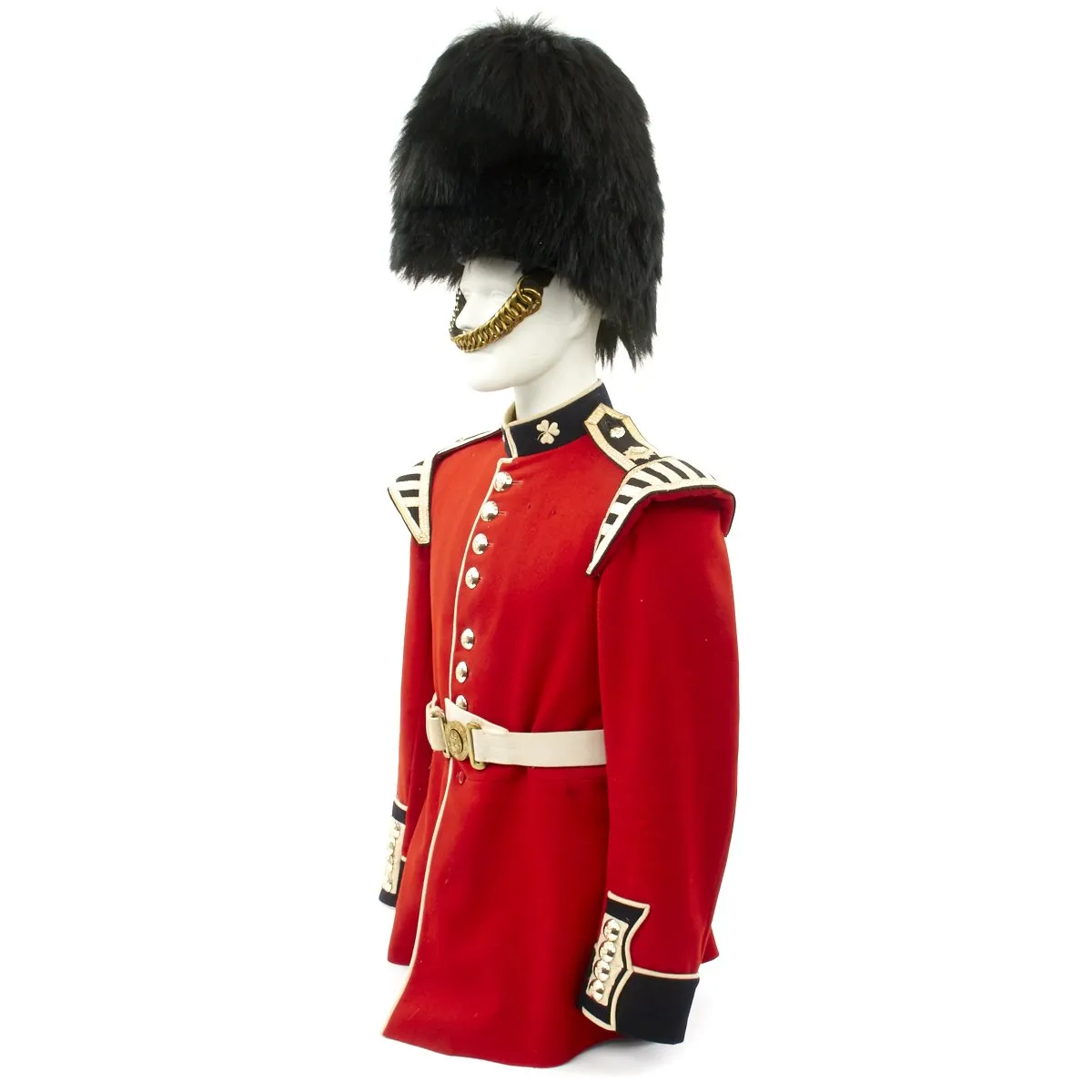 Original British Queen's Crown Irish Guards Bandsman's Uniform Set with Bearskin Helmet - Recent Issue