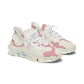 Pink Cow Pattern Women's Mesh Sneakers