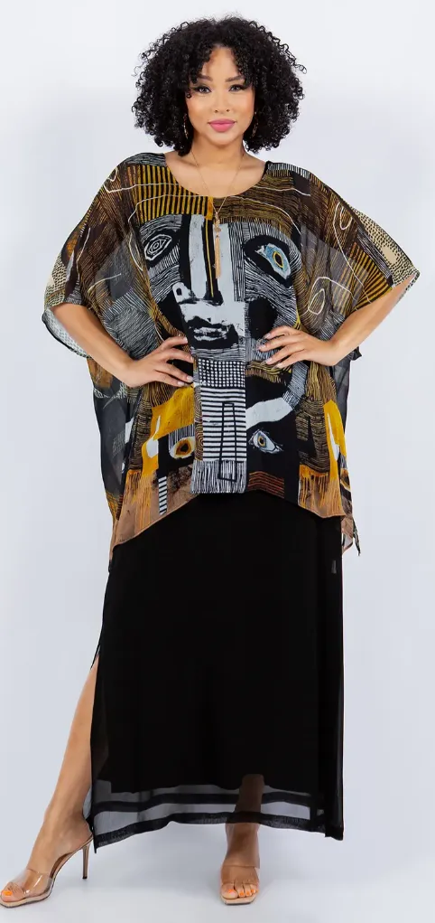 Reversible Picasso Woman Oversize Tunic Top Lagenlook Boho Hippie Chic SML-6X 