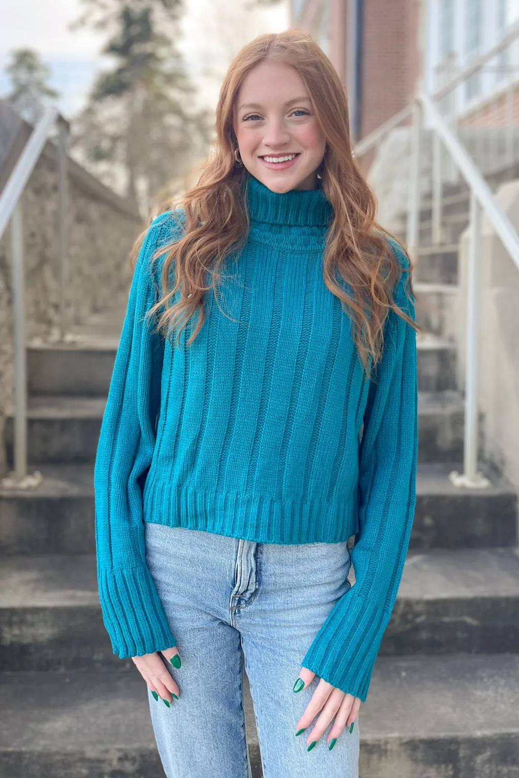 Snuggle Up Close Sweater-Teal