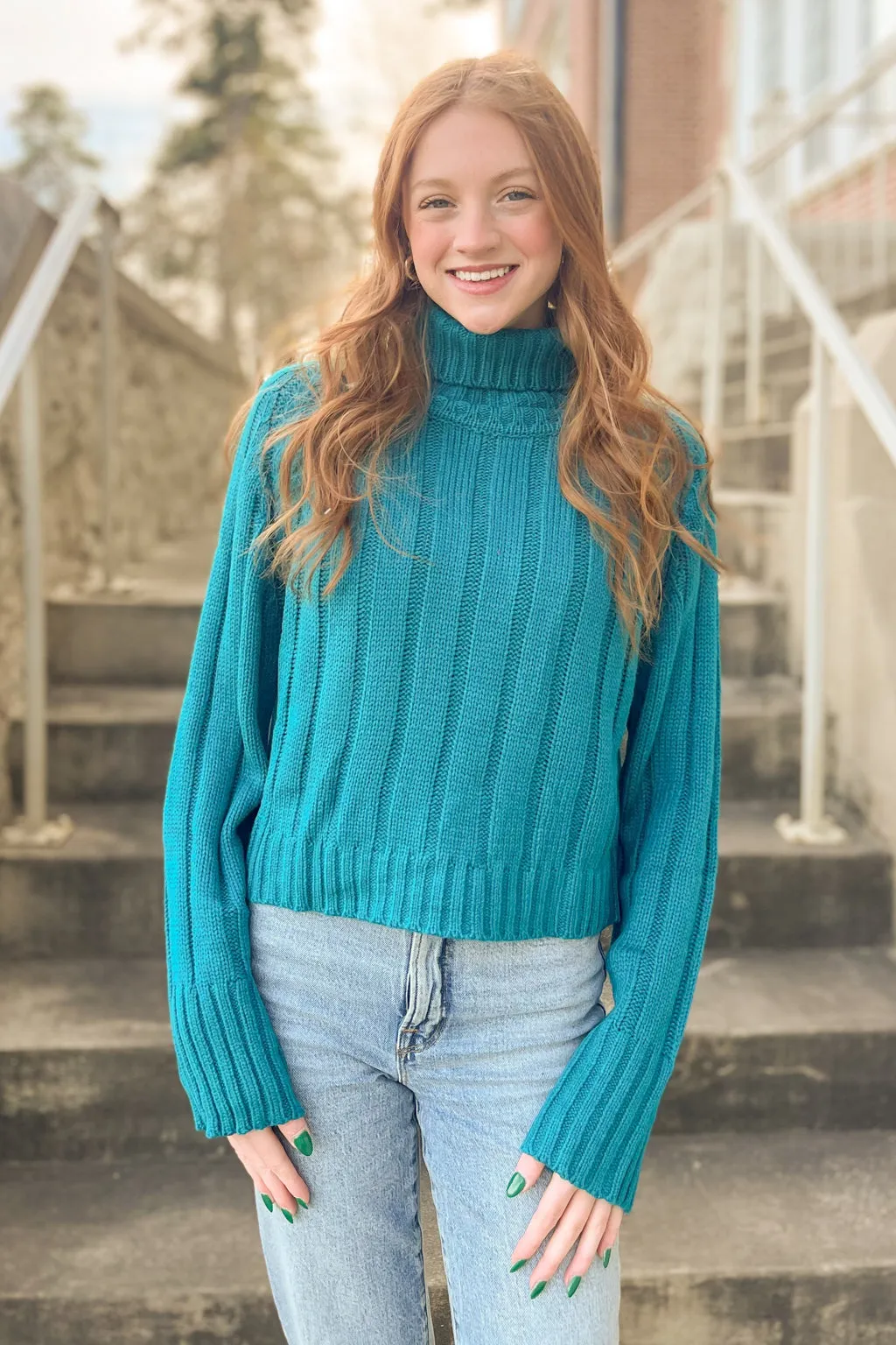 Snuggle Up Close Sweater-Teal