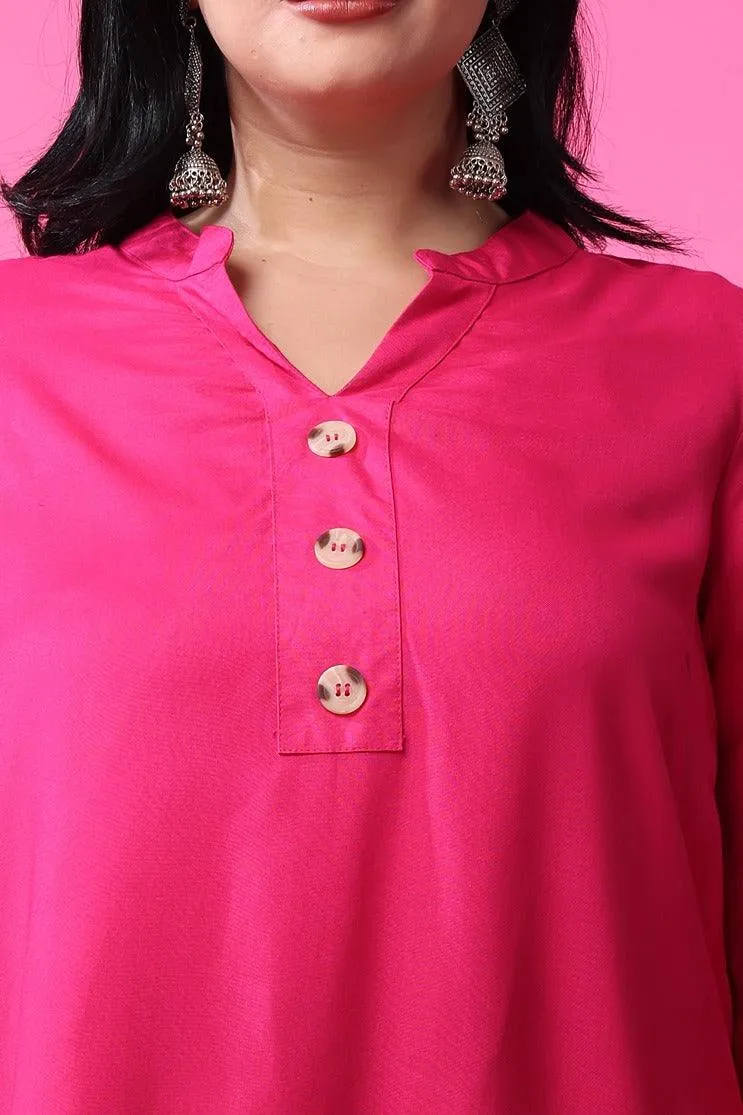 Solid Tunic with Wooden Buttons