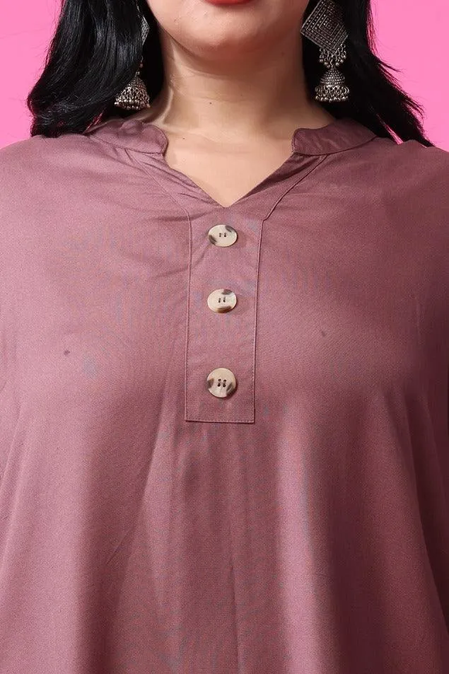 Solid Tunic with Wooden Buttons