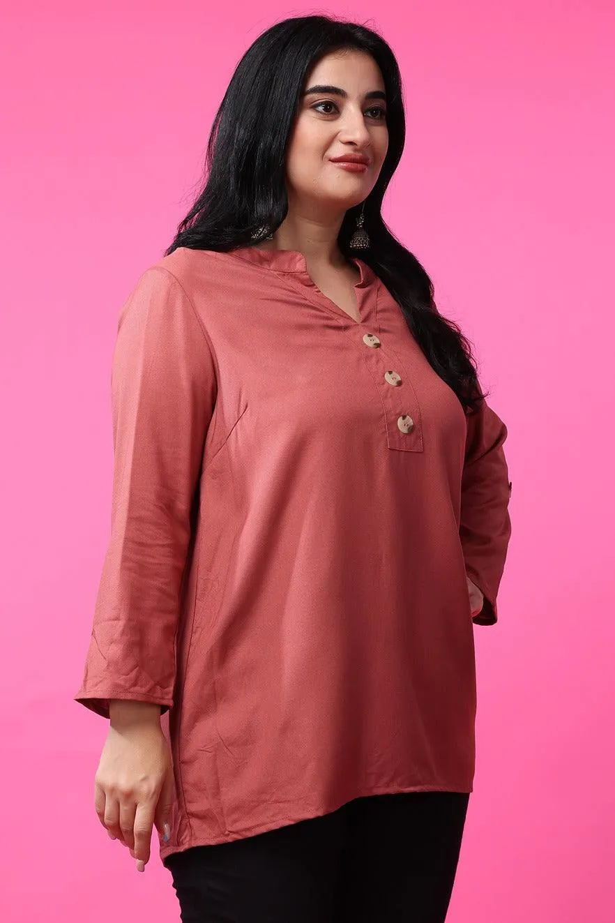 Solid Tunic with Wooden Buttons