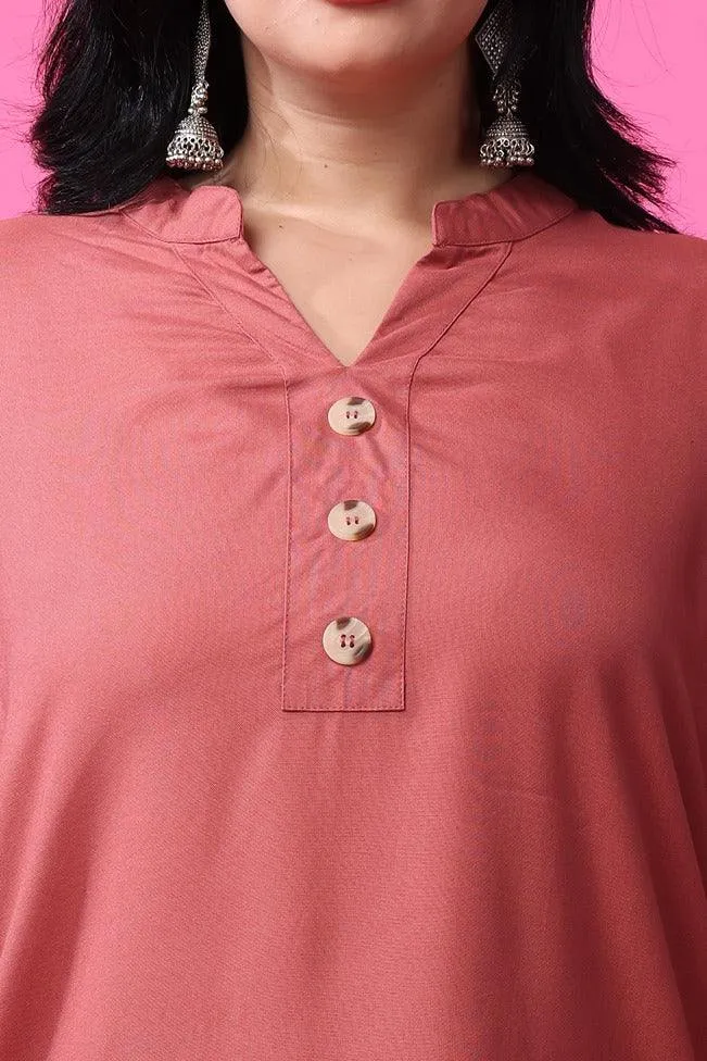 Solid Tunic with Wooden Buttons