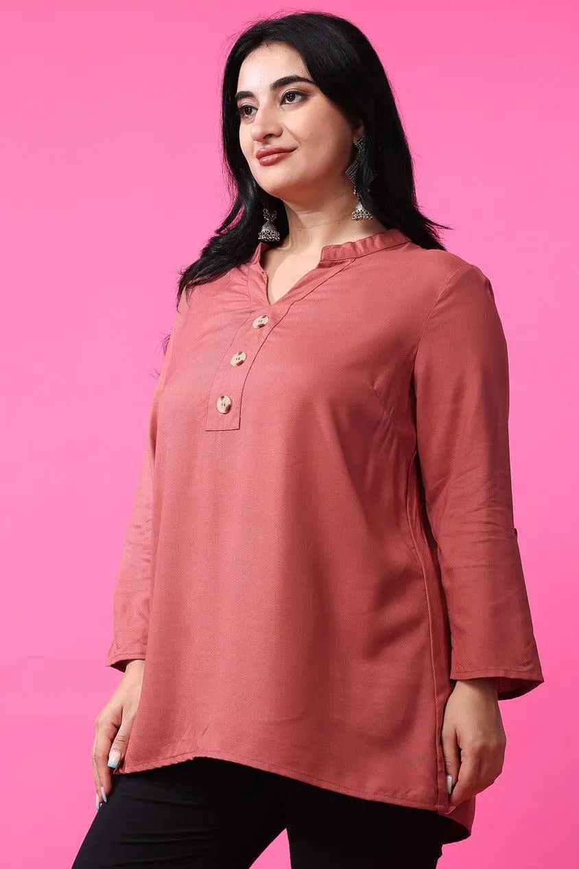 Solid Tunic with Wooden Buttons