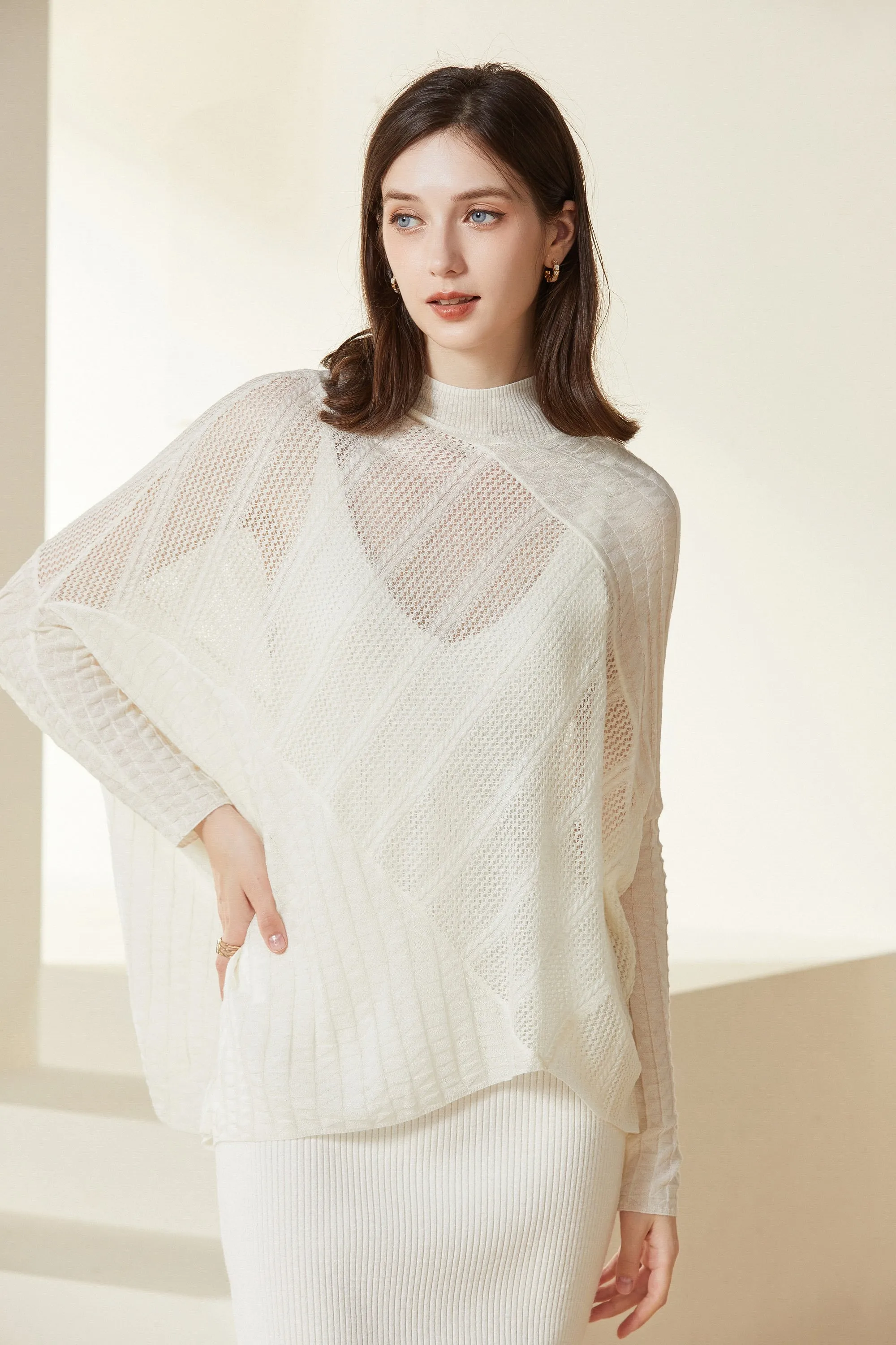 Sylphide | Lille White Semi-Sheer Wool Top