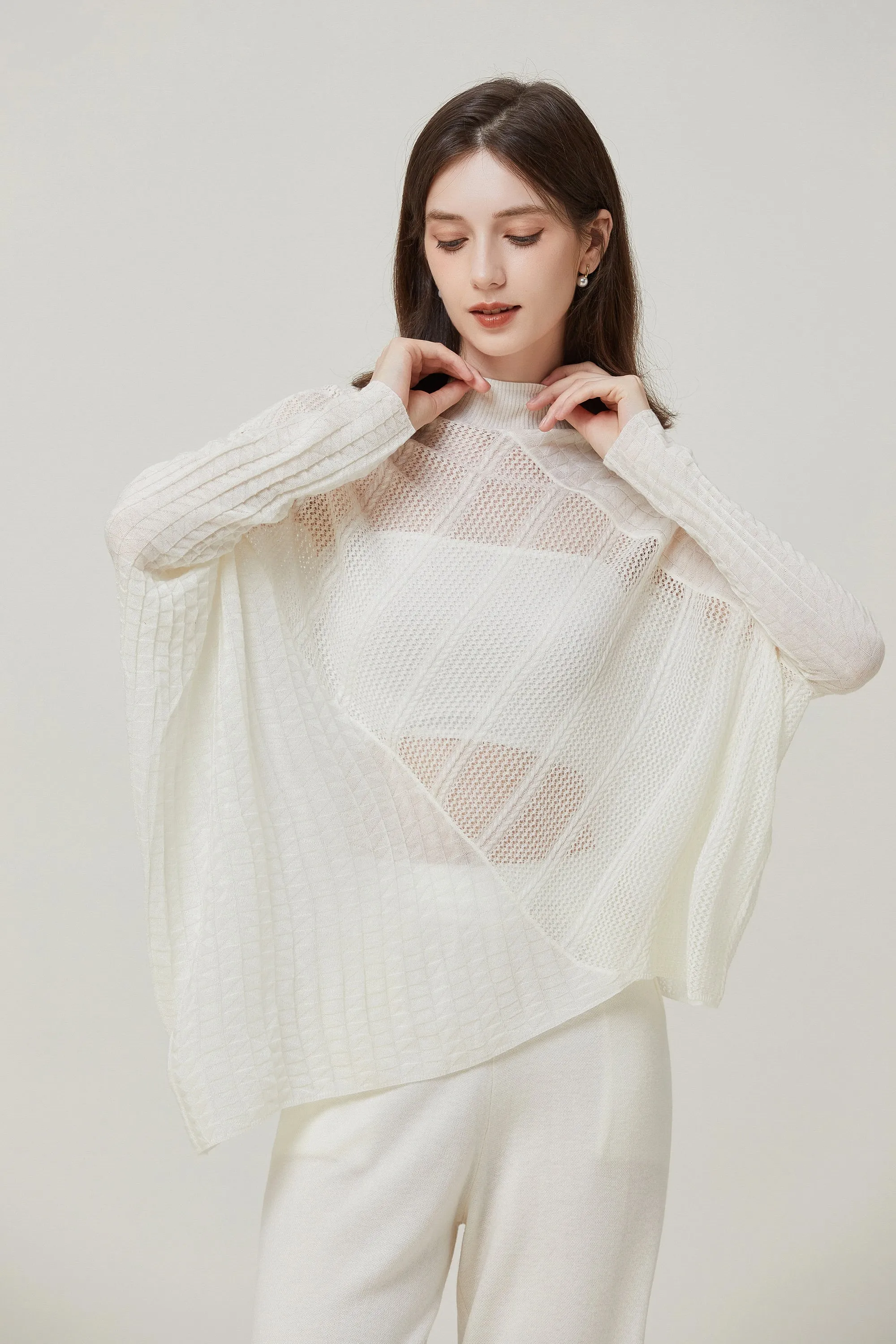 Sylphide | Lille White Semi-Sheer Wool Top