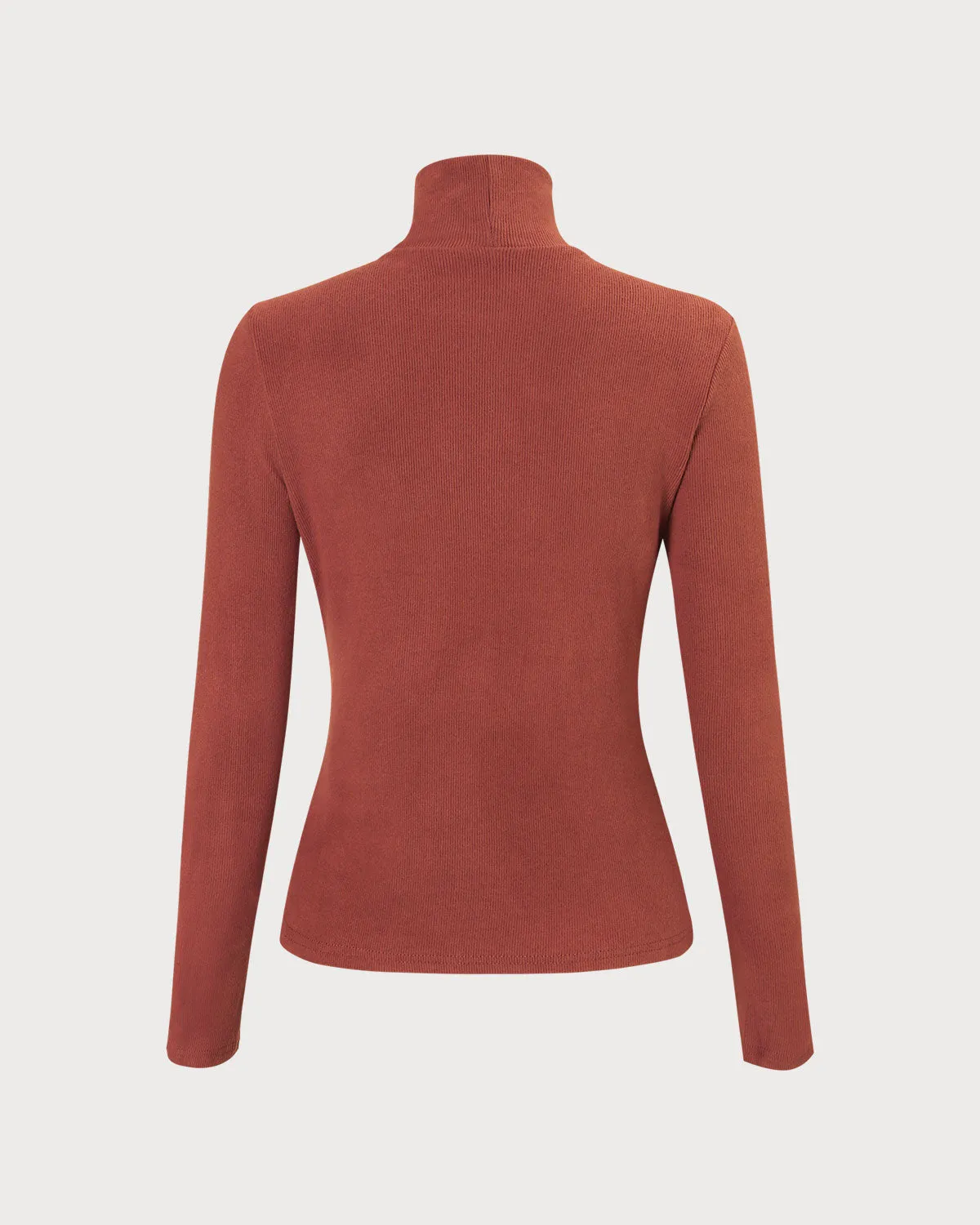 The Brick Red High Neck Cutout Knit Top