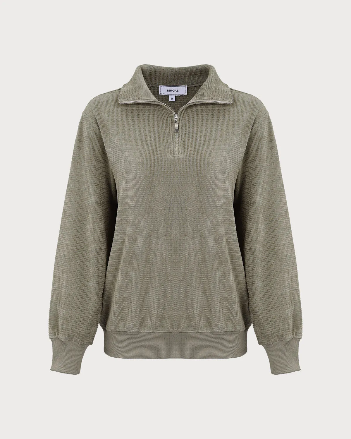 The Green Half Zip Drop Shoulder Sweatshirt