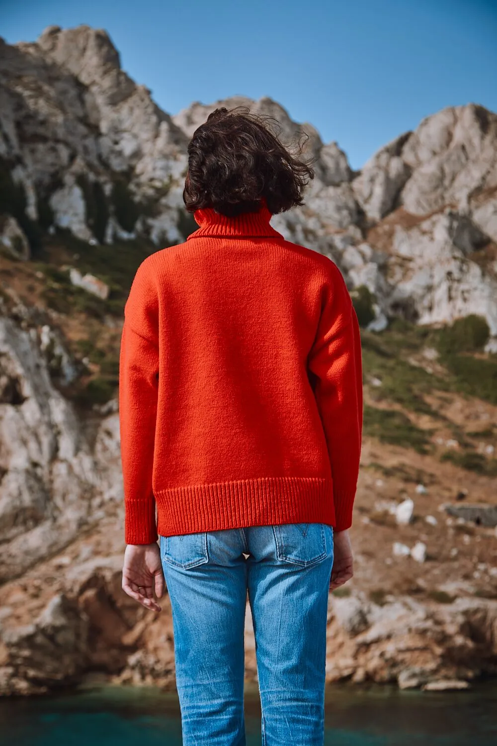 THERESE Turtleneck Sweater in Merino Wool - Red