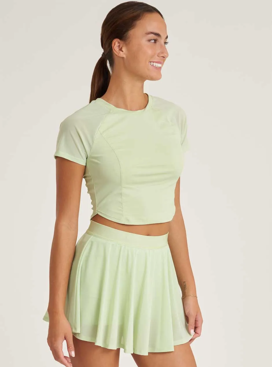 Thrive Société Women's Mesh Performance Cropped Tee - Matcha Green