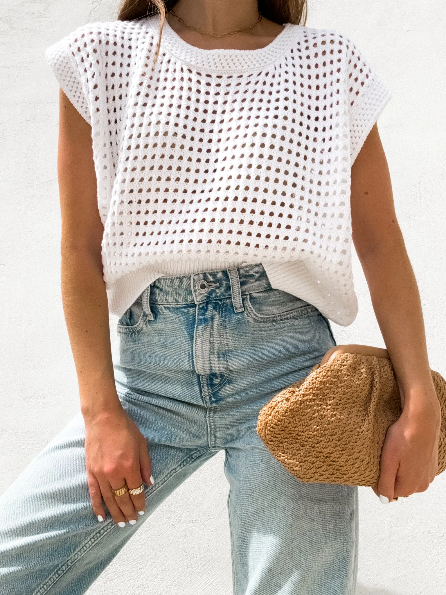 Tidal Wave Knit Top in White