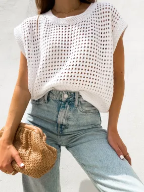 Tidal Wave Knit Top in White