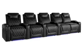 Valencia Oslo Leather Home Theater Seating Row of 5 Loveseat Right, Midnight Black