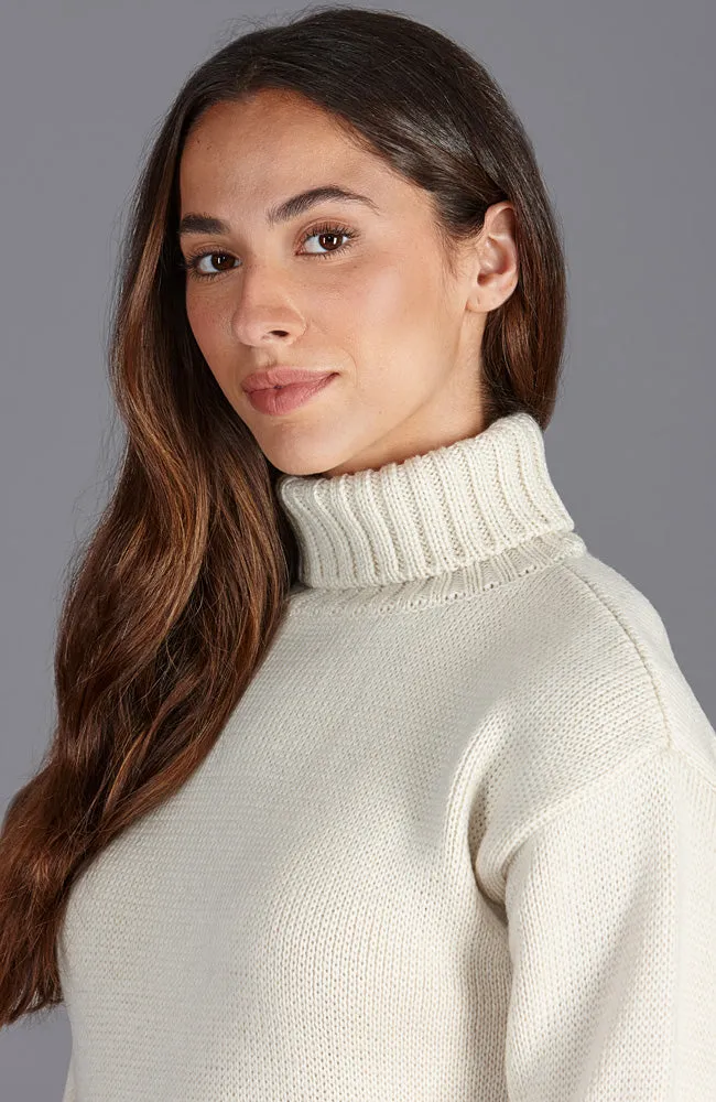 Womens Chunky Merino Wool Submariner Roll Neck Jumper