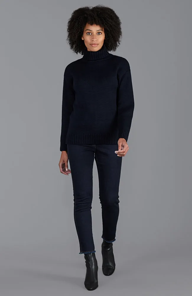 Womens Chunky Merino Wool Submariner Roll Neck Jumper